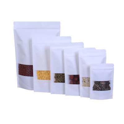 High quality heat seal Food Storge white Bags Plastic paper ziplock bag covered with aluminum foil for tea